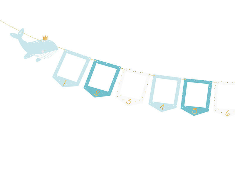 Blue and White Whale Photo Frame Garland