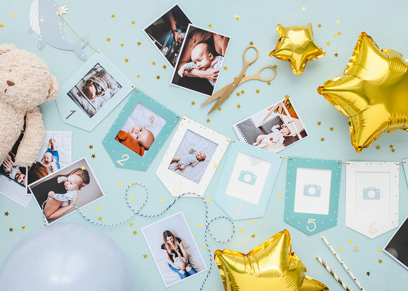 Blue and White Whale Photo Frame Garland