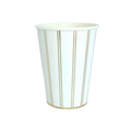 Gold and white striped paper cup elegant tableware for celebrations from Parte Haus party supply store in Bethesda MD