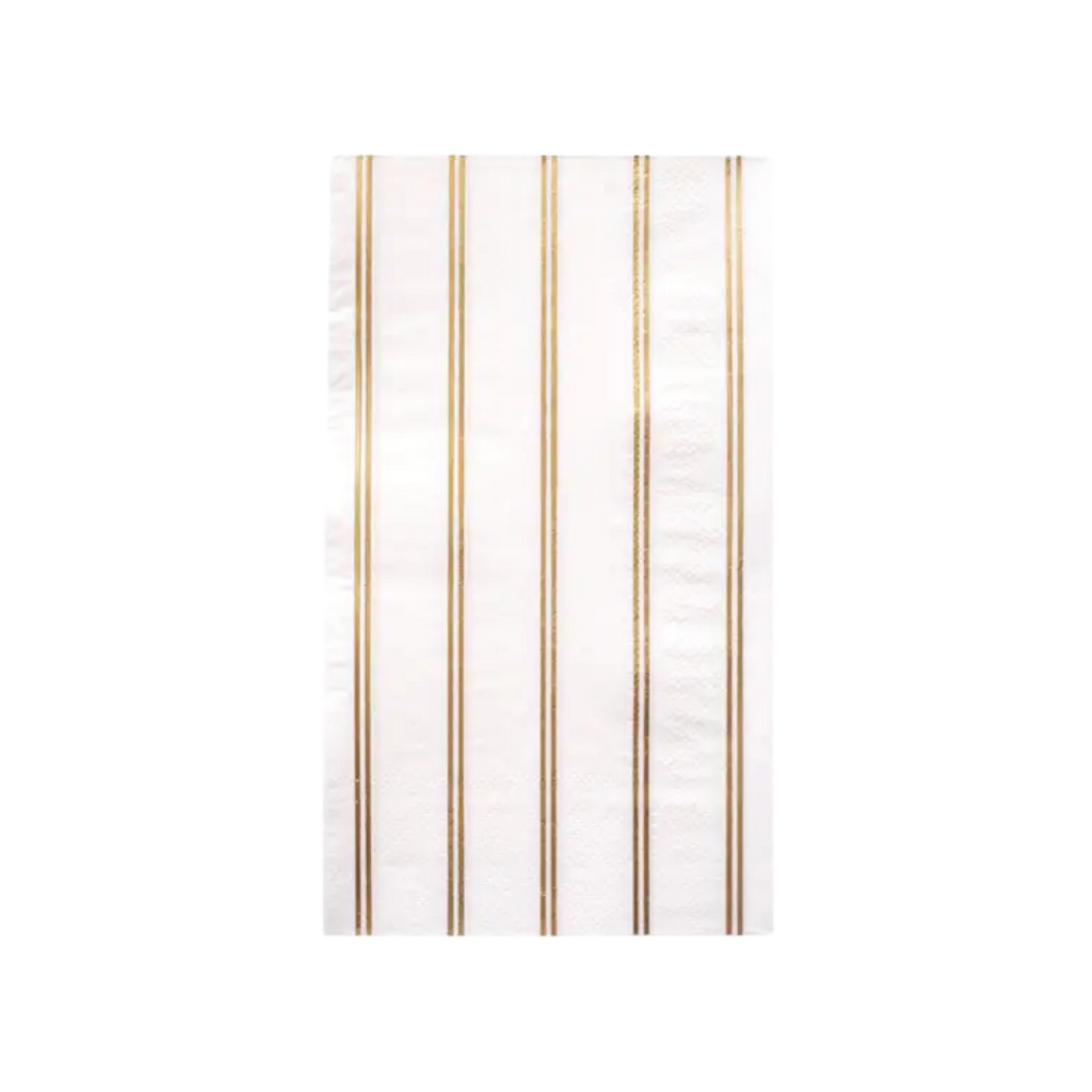 Gold striped guest towel elegant napkin for celebrations from Parte Haus party supply store in Bethesda MD