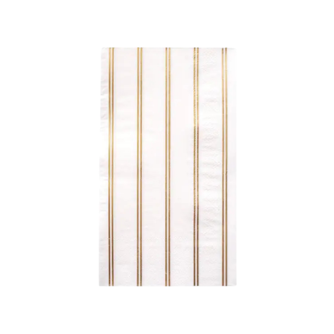 Gold striped guest towel elegant napkin for celebrations from Parte Haus party supply store in Bethesda MD