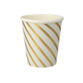 Gold and white striped cup elegant disposable for celebrations from Parte Haus party supply store in Bethesda MD