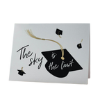 White black and gold graduation card with cap design for graduation from Parte Haus party supply store in Bethesda MD
