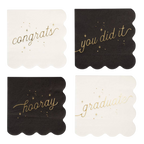 Black and White Graduation Well Wishes Cocktail Napkin Set