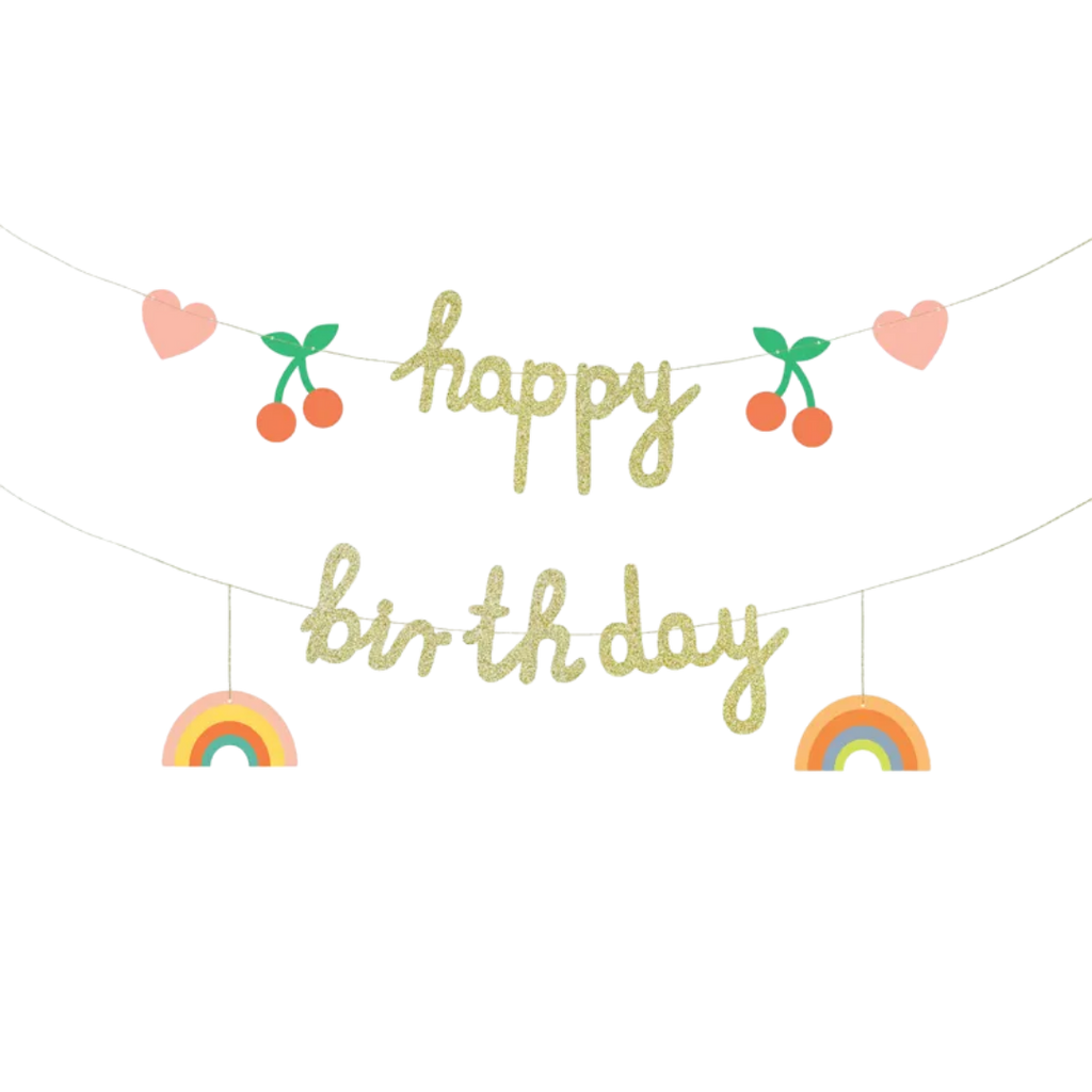 Gold Glitter "Happy Birthday" Banner