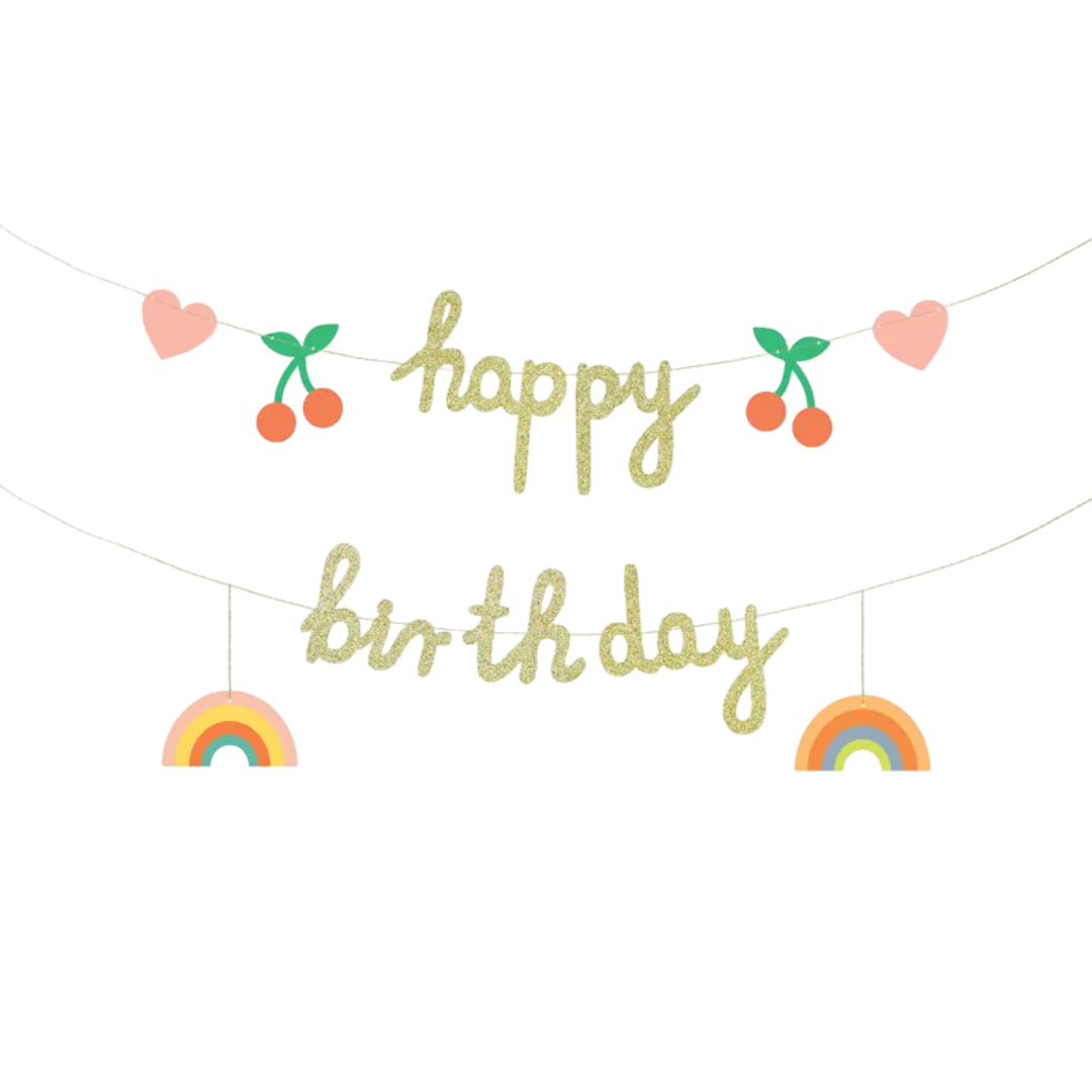 Gold Glitter "Happy Birthday" Banner