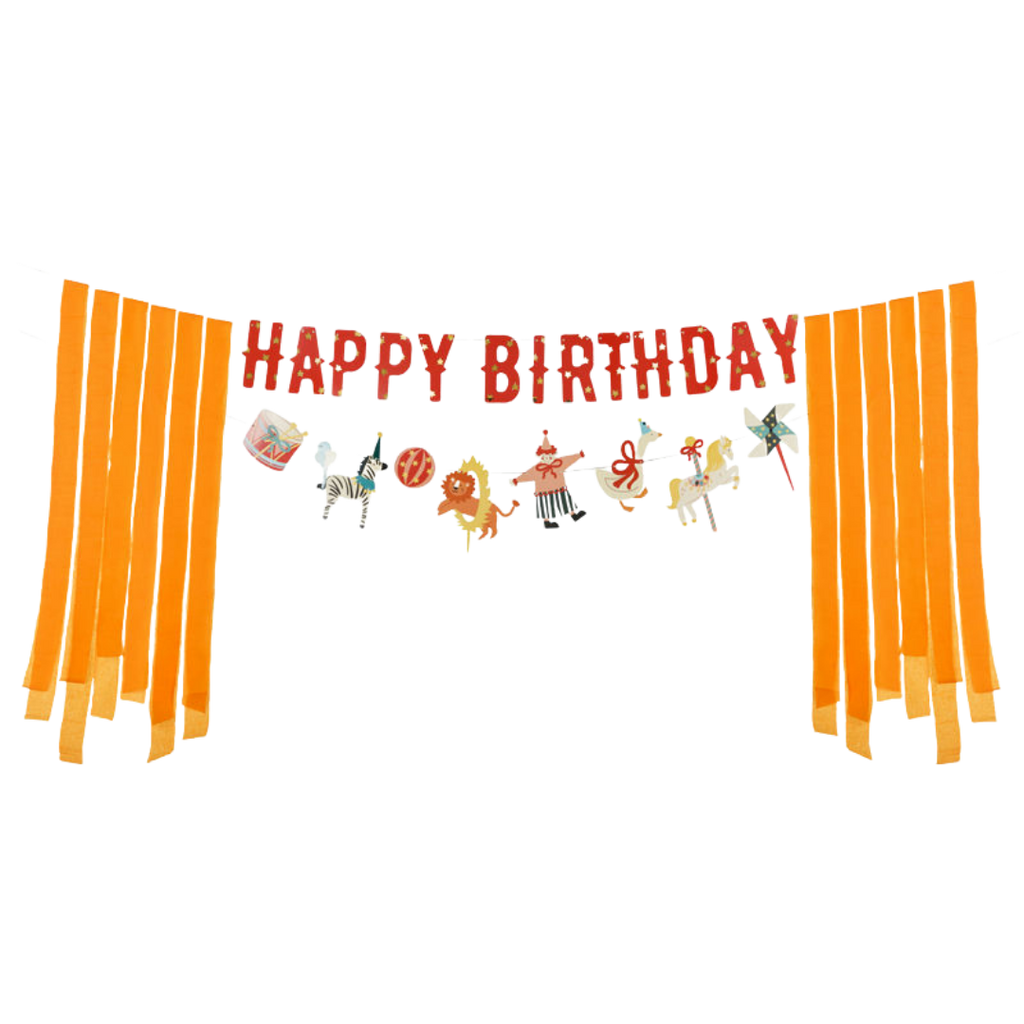 Orange and Red Circus "Happy Birthday" Banner