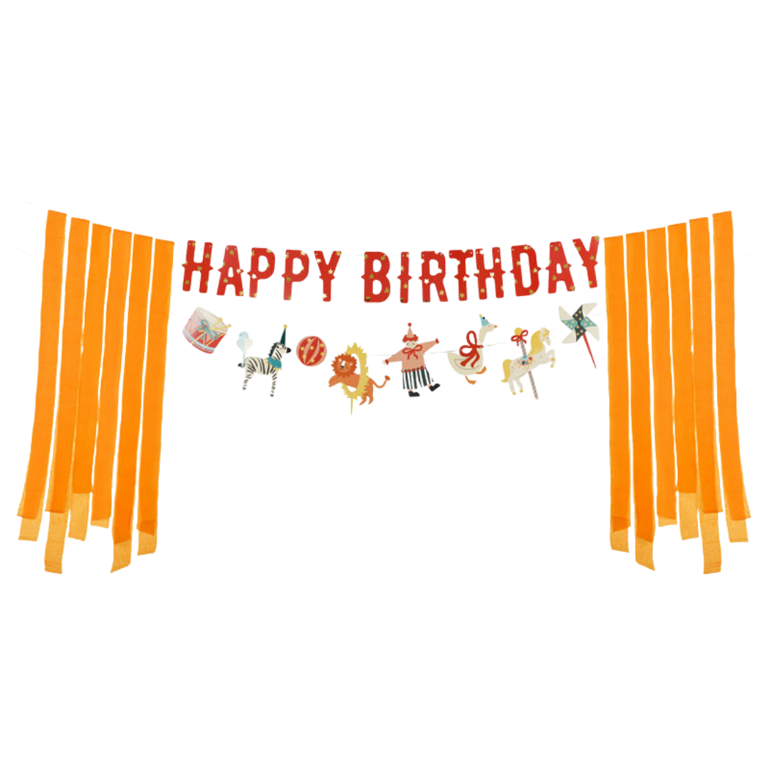 Orange and Red Circus "Happy Birthday" Banner