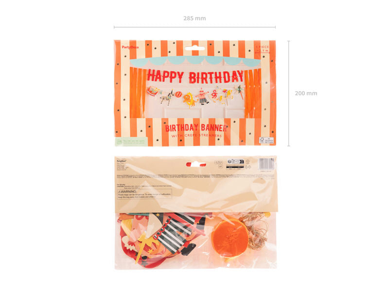 Orange and Red Circus "Happy Birthday" Banner