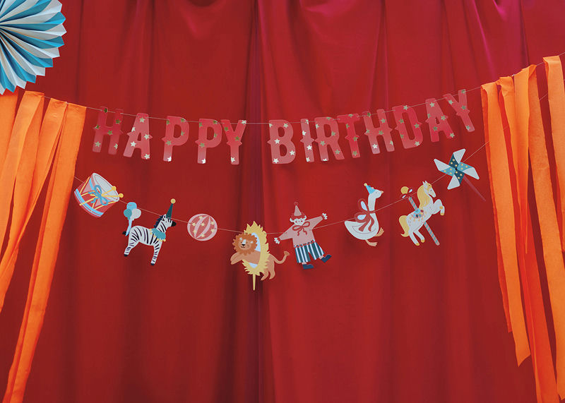 Orange and Red Circus "Happy Birthday" Banner