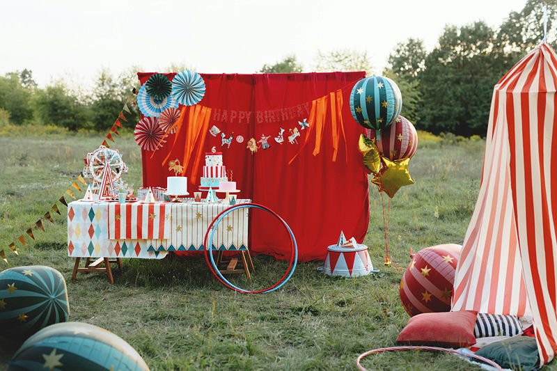 Orange and Red Circus "Happy Birthday" Banner