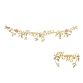 Pink and Gold Floral "Happy Birthday" Banner