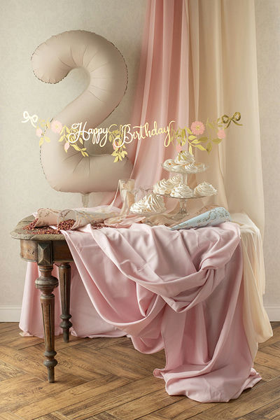Pink and Gold Floral "Happy Birthday" Banner