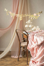Pink and Gold Floral "Happy Birthday" Banner