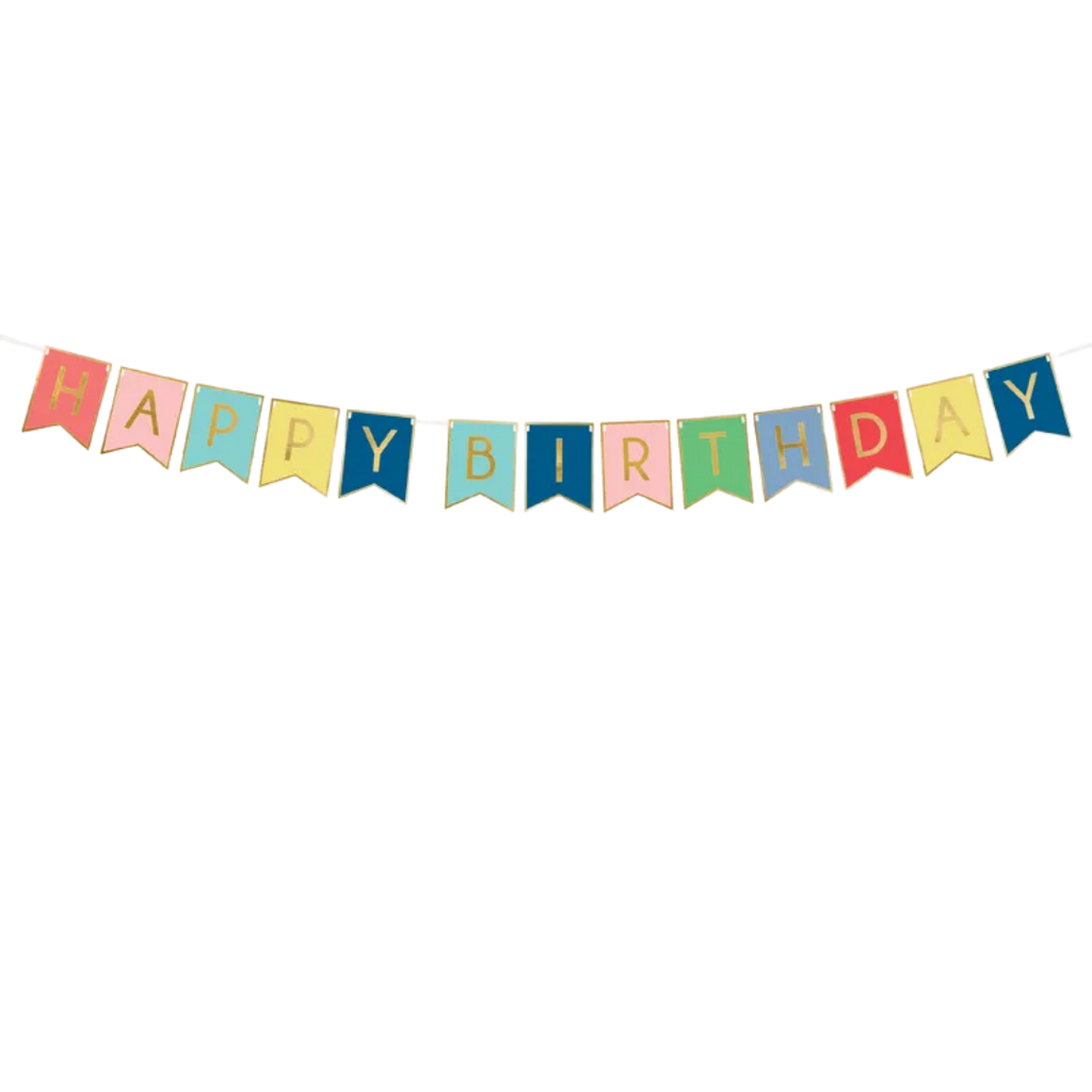 Pastel with Gold Foil "Happy Birthday" Banner