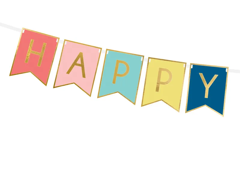 Pastel with Gold Foil "Happy Birthday" Banner