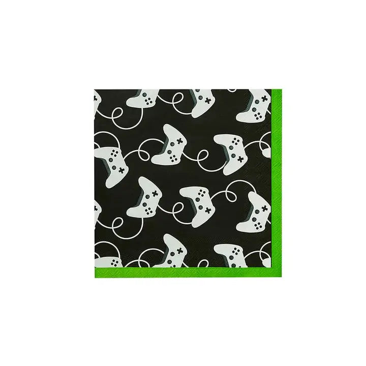 Black and green game controller paper napkin for gamer birthday from Parte Haus party supply store in Bethesda Maryland