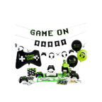 Green and black gaming themed birthday decoration set for kids from Parte Haus party supply store in Bethesda Maryland