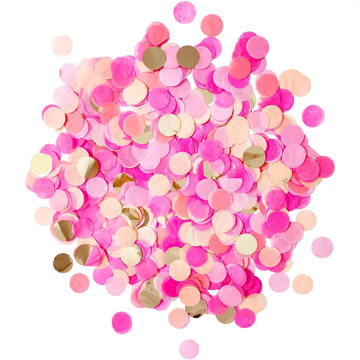 Pink and gold jumbo confetti balloon kit festive decor for gender reveal from Parte Haus party supply store in Bethesda Maryland