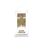 Gold star glitter candle for birthdays from Parte Haus party supply store in Bethesda Maryland