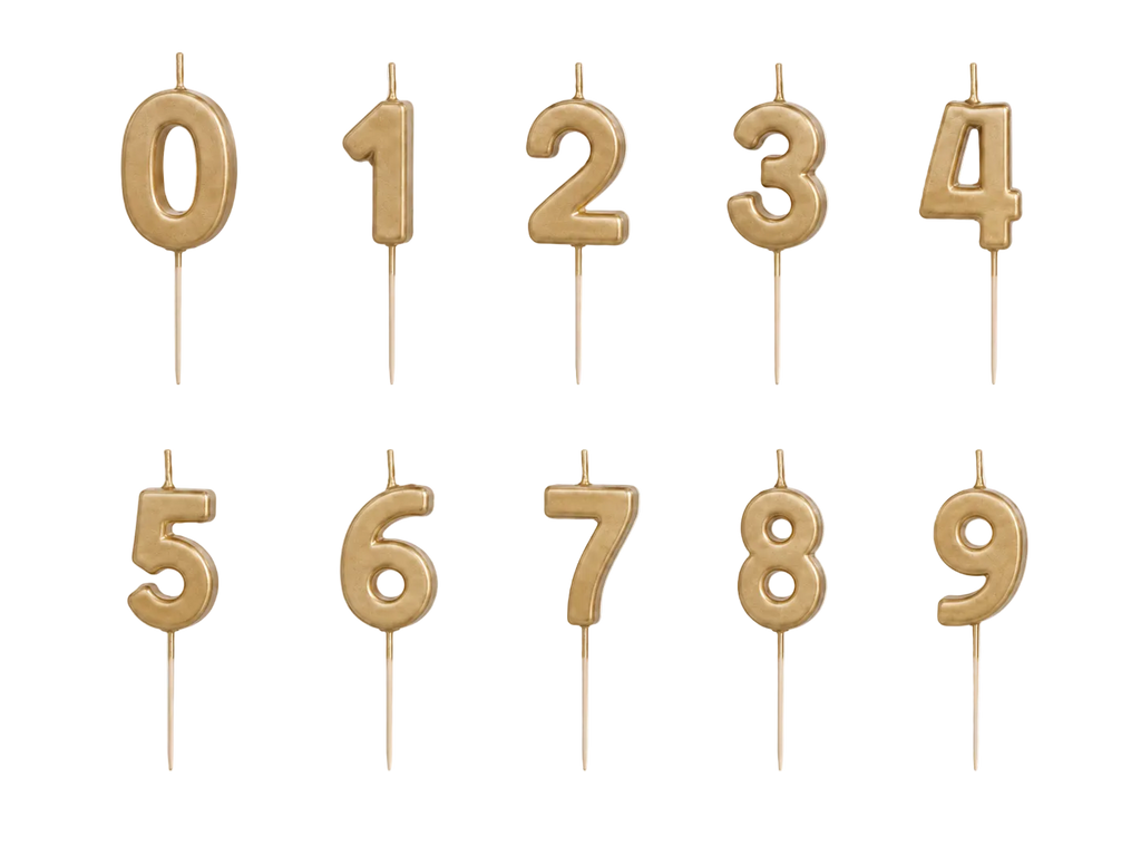 Gold 0-9 Number Candles
