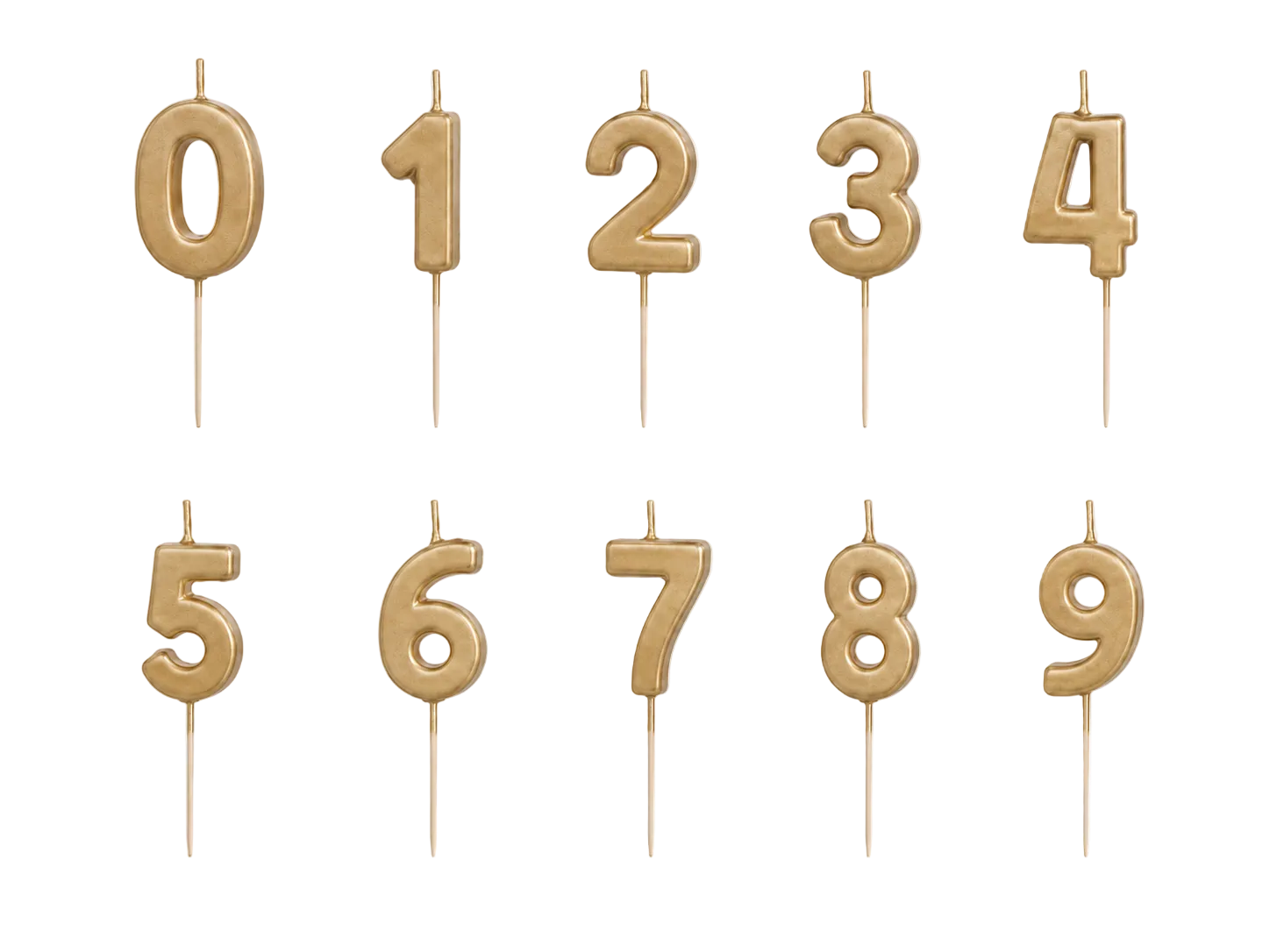 Gold 0-9 Number Candles