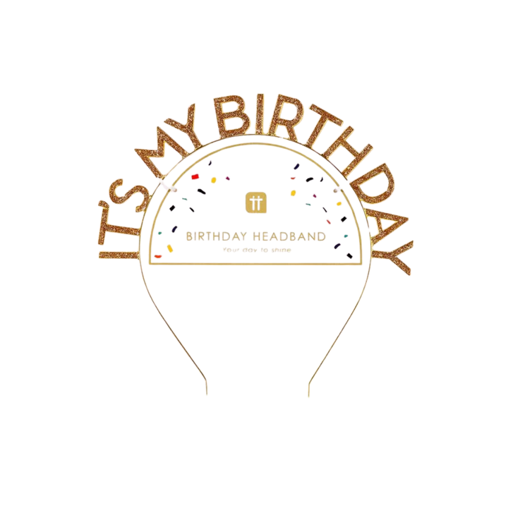 Happy Birthday Gold Enamel Headband