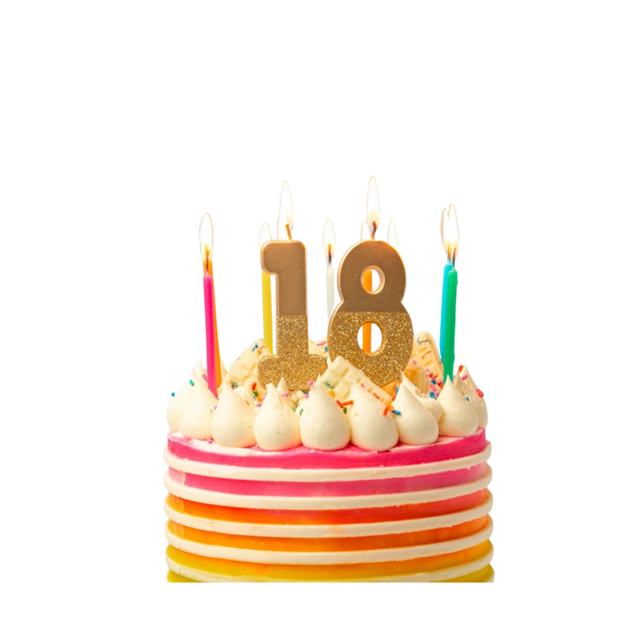 Gold Glitter Birthday Number 0-9 Candles