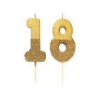 Gold glitter birthday number candles set for 18th birthday from Parte Haus party supply store in Bethesda MD