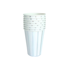 White paper cups with silver stripes modern tableware for birthday from Parte Haus party supply store in Bethesda MD