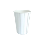 white paper cup with vertical embossed lines from Parte Haus party supply store in Bethesda Maryland