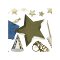 Gold metallic star plate with shiny finish New Year theme from Parte Haus party supply store in Bethesda Maryland