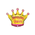 Gold queen crown shaped birthday foil balloon for birthday celebration from Parte Haus party supply store in Bethesda MD