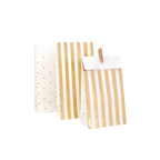 Gold striped and polka dot treat bags for birthdays from Parte Haus party supply store in Bethesda Maryland