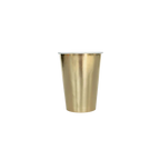 Gold cup shiny paper cup for celebrations from Parte Haus party supply store in Bethesda Maryland