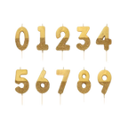 Gold glitter birthday number candles set with all digits for birthday celebrations from Parte Haus party supply store in Bethesda MD