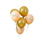Gold nude latex forty balloons with number 40 for birthday from Parte Haus party supply store in Bethesda MD
