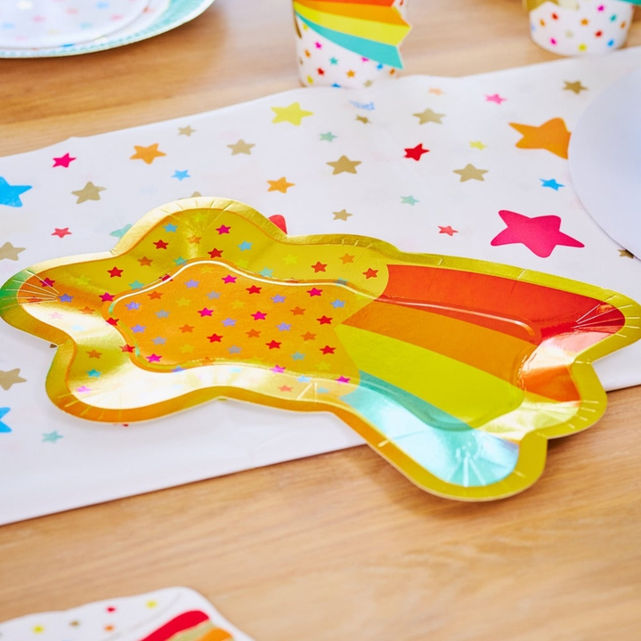 Gold and Rainbow Shooting Star Shaped Large Dinner Plates