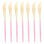 Gold and pink modern disposable dinner knives elegant tableware for celebrations from Parte Haus party supply store in Bethesda MD