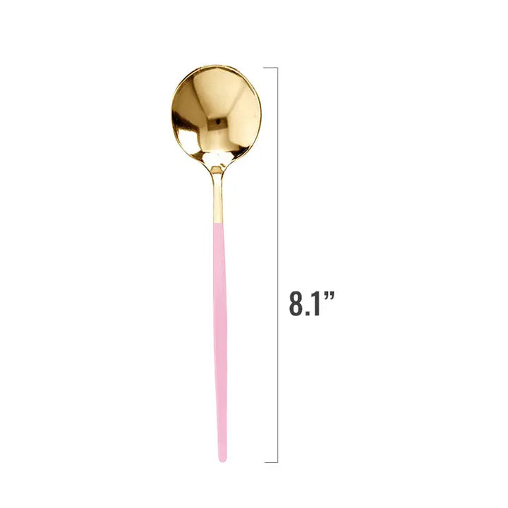 Gold with Pink Handle Moderno Spoons - 12 pcs