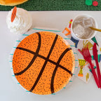 orange basketball plates sports themed plate for kids birthday from Parte Haus party supply store in Bethesda Maryland