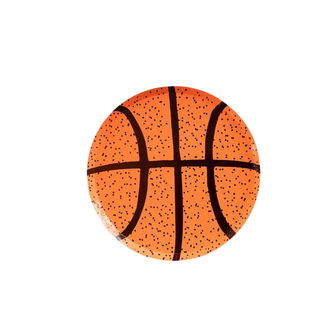 Orange basketball themed plate for sports birthday from Parte Haus party supply store in Bethesda MD