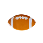 brown football shaped plate with white details sports party theme from Parte Haus party supply store in Bethesda MD