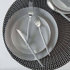 Gray and Silver Rimmed Reusable Plates - 2 Sizes