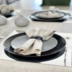 Gray and Silver Rimmed Reusable Plates - 2 Sizes
