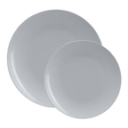 Gray and Silver Rimmed Reusable Plates - 2 Sizes