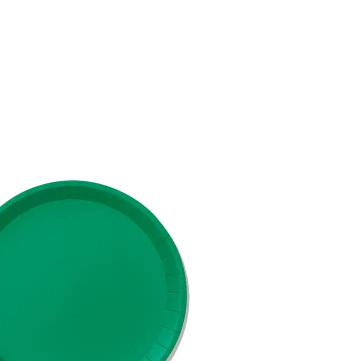 Green classic large plate round and solid color perfect for celebrations from Parte Haus party supply store in Bethesda MD.