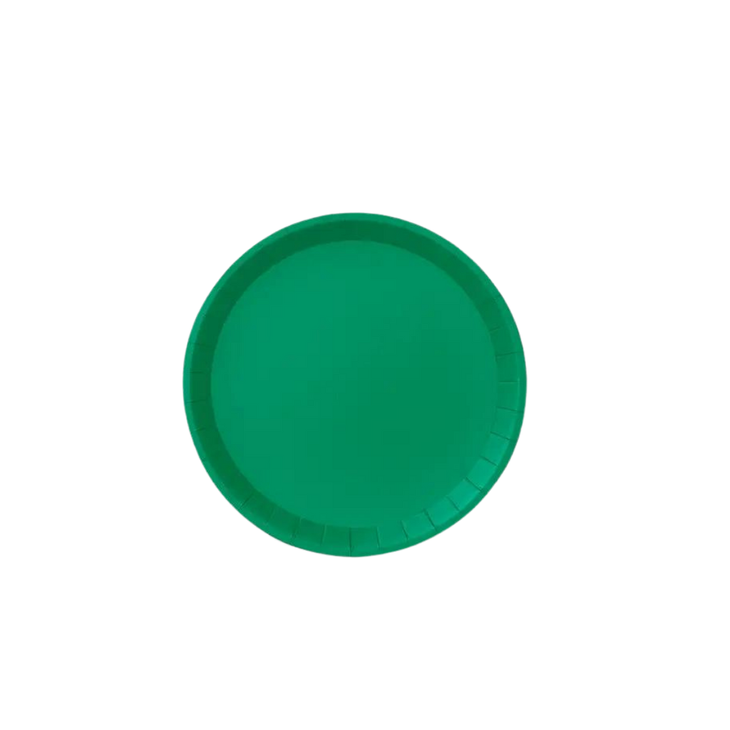 Green classic large paper plate with a smooth round border birthday celebration from Parte Haus party supply store in Bethesda MD