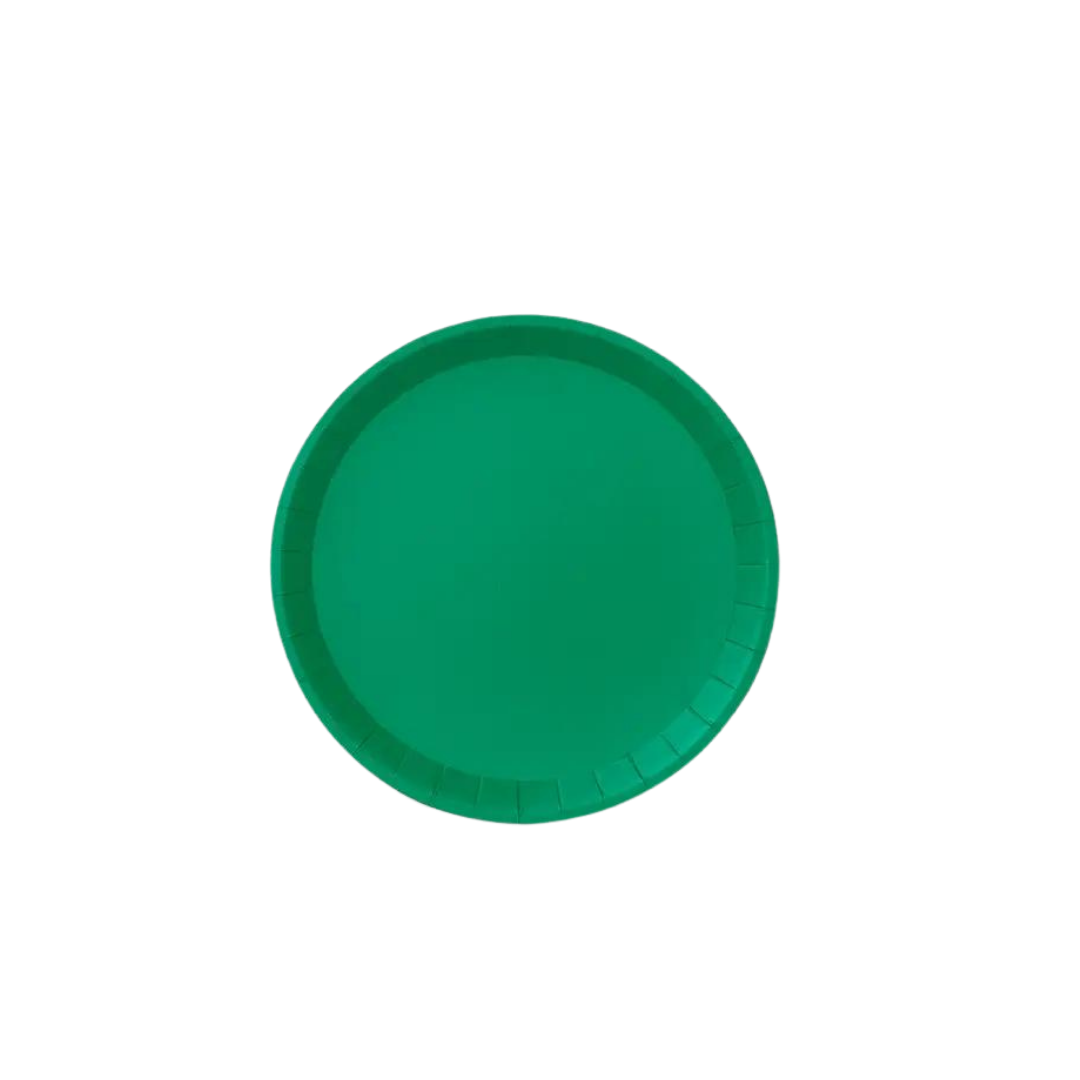 Green classic large paper plate with a smooth round border birthday celebration from Parte Haus party supply store in Bethesda MD