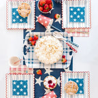 Navy star cocktail napkin with white stars July Fourth table decor from Parte Haus party supply store in Bethesda MD